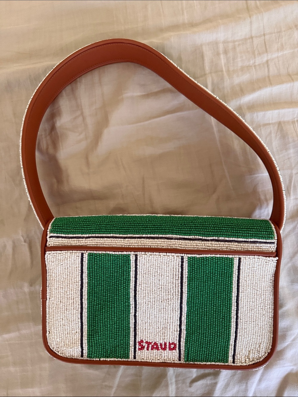 LIKE NEW STAUD Tommy Beaded Bag, Bungalow Stripe - Picture 8 of 9